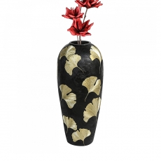 Podlahová váza Ginkgo, 74 cm, černá/zlatá