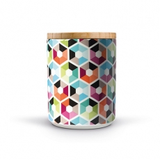 Porcelánová dóza s bambusovým víkem Hexagon, 1,25 l
