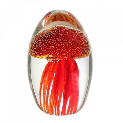 Skleněné těžítko Medúza, 8 cm, červená - 1