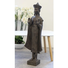 Soška Buddha v dřevěném designu, 92 cm, tmavě hnědá