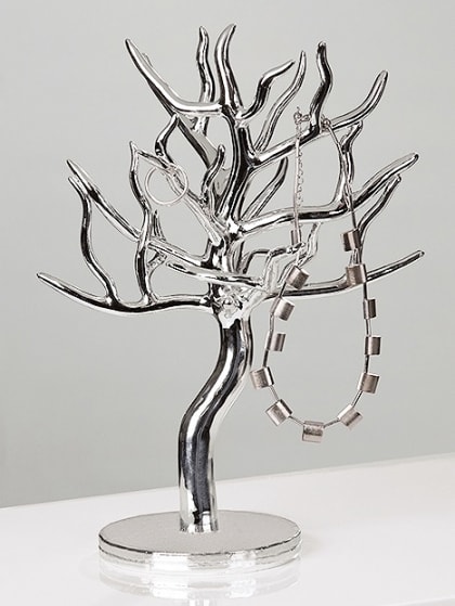 Stojan na šperky ve tvaru stromku, 31 cm, stříbrná - 1