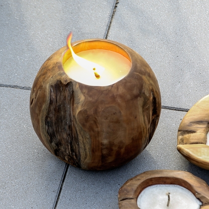 Svícen / svíčka kulatá teaková Holz, 28 cm - 1
