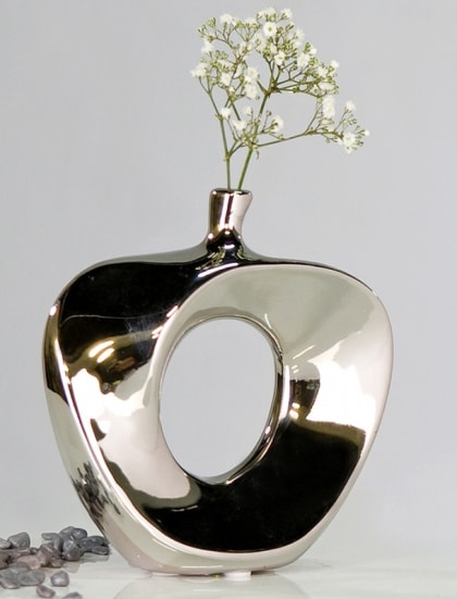 Váza keramická Apple, 37 cm, stříbrná - 1