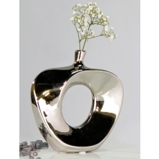 Váza keramická Apple, 37 cm, stříbrná