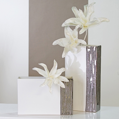 Váza keramická s platinovým lemem Gentle, 35 cm - 1