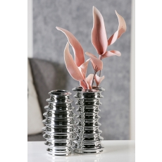 Váza porcelánová Salto, 21 cm, sada 2 ks, stříbrná