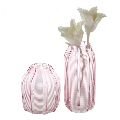 Váza skleněná Organic, 17 cm, růžová - 1