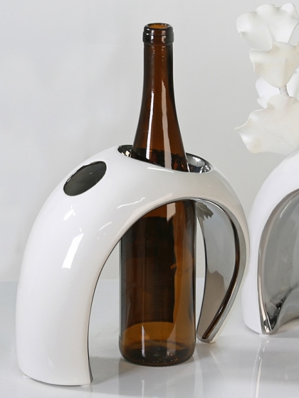 Váza / stojan na víno Loopy, 25 cm, bílá - 1