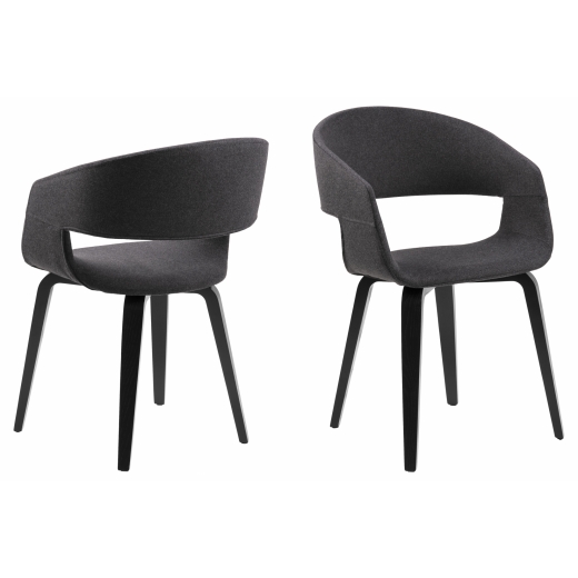 2. akosť Jedálenská stolička Kimberly (Súprava 2 ks) sivá / čierna - 1