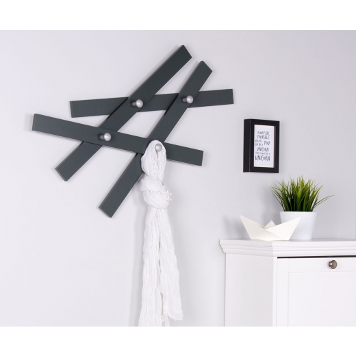 2. akosť Nástenný vešiak s 4 háčiky Miro, 75 cm, antracit - 1