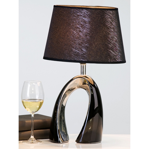 2. akosť Stolná lampa keramická Bridge, 36 cm čierna / strieborna - 1