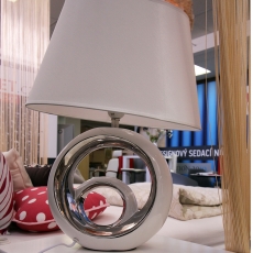 2. akosť Stolná lampa keramická Circle, 48 cm  biela /strieborná - 4