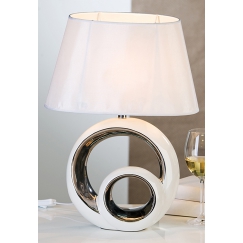 2. akosť Stolná lampa keramická Circle, 48 cm  biela /strieborná