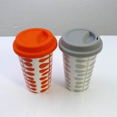 2. jakost Porcelánový hrnek se silikonovým víčkem, 12,5 cm, oranžová - 2