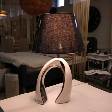 2. jakost Stolní lampa keramická Bridge, 36 cm bílá / stříbrná - 2