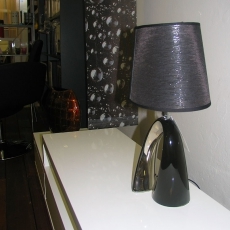 2. jakost Stolní lampa keramická Bridge, 36 cm černá / stříbrná - 4