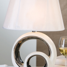 2. jakost Stolní lampa keramická Circle, 48 cm bílá / stříbrná - 1