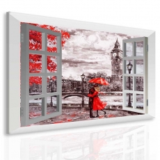 3D obraz Láska v Londýně za oknem, 120x110 cm - 2