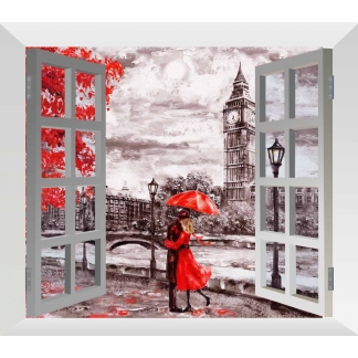 3D obraz Láska v Londýně za oknem, 80x60 cm