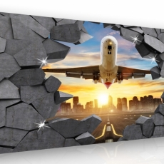 3D obraz Letadlo v kameni, 120x80 cm - 1