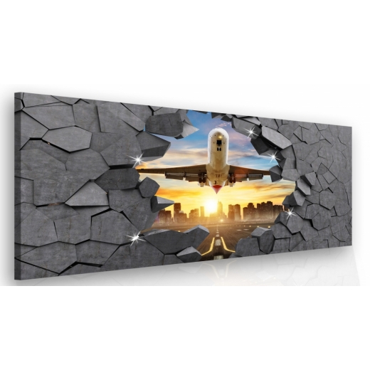 3D obraz Letadlo v kameni, 90x60 cm - 1