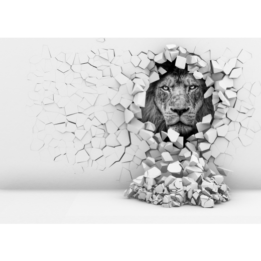 3D obraz Lev v stene, 120x80 cm - 1