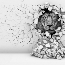 3D obraz Lev v stene, 60x40 cm - 1