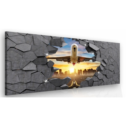 3D obraz Lietadlo v kameni, 150x100 cm - 1