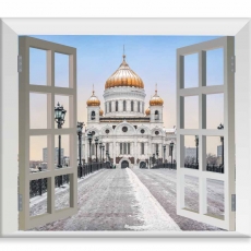 3D obraz Moskva za oknem, 100x80 cm - 1