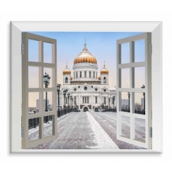 3D obraz Moskva za oknem, 120x110 cm