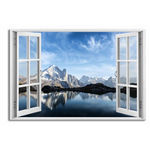3D obraz Okno  francouzské Alpy, 120x80 cm - 1