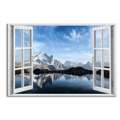 3D obraz Okno  francouzské Alpy, 90x60 cm