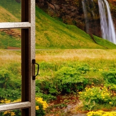 3D obraz Okno islandský vodopád, 120x80 cm - 4