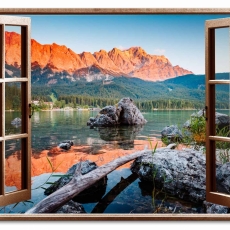 3D obraz Okno jazero Eibsee, 30x20 cm - 1