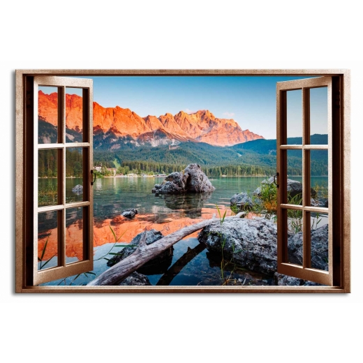 3D obraz Okno jezero Eibsee, 30x20 cm - 1