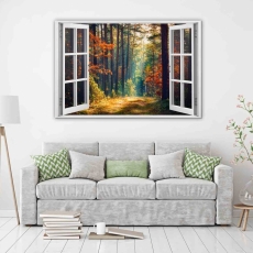 3D obraz Okno les plný barev, 120x80 cm - 3