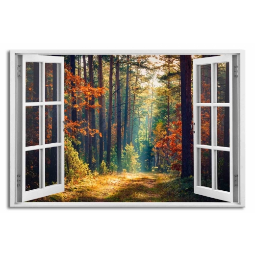 3D obraz Okno les plný barev, 60x40 cm - 1