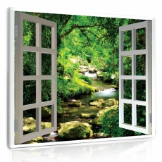 3D obraz Okno lesná riečka, 50x40 cm - 2