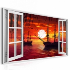3D obraz Okno lodě na moři, 120x80 cm - 2