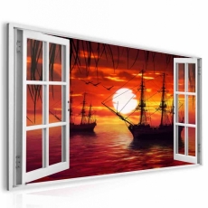 3D obraz Okno lodě na moři, 90x60 cm - 2