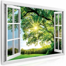 3D obraz Okno obrovský strom, 120x80 cm - 2
