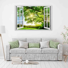 3D obraz Okno obrovský strom, 120x80 cm - 3