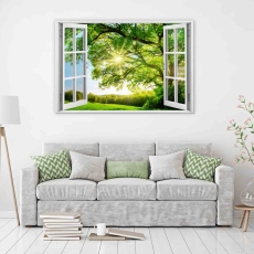 3D obraz Okno obrovský strom, 60x40 cm - 3
