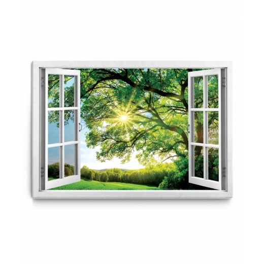 3D obraz Okno obrovský strom, 90x60 cm - 1