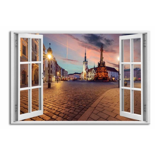 3D obraz Okno olomoucké náměstí, 120x80 cm - 1
