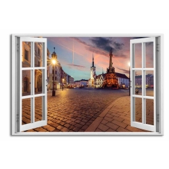 3D obraz Okno olomoucké náměstí, 120x80 cm