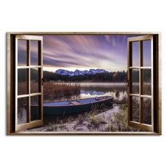 3D obraz Okno opuštěná loď, 120x80 cm