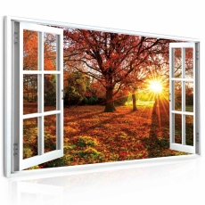 3D obraz Okno podzimní sluníčko, 120x80 cm - 2