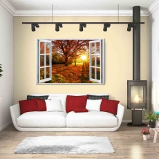 3D obraz Okno podzimní sluníčko, 120x80 cm - 3