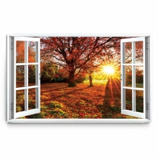 3D obraz Okno podzimní sluníčko, 120x80 cm - 1